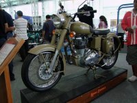 The Royal Enfield Classic 500 seen from the left side.