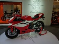 The worlds fastest and most powerful production superbike, the MV Agusta F4 RR, seen from a different angle. More information regarding the MV Agusta F4 [story:MV-Agusta-Introduces-the-New-F4 MV Agusta Introduces the New F4]