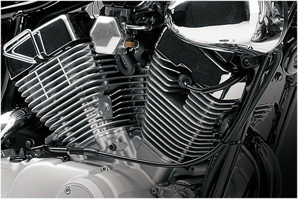 The V-twin engine of the Yamaha V-Star 250