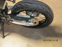 The rear suspension of the Lifan LF250GY-7 Supermotard 250cc motorcycle